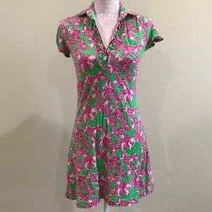 LILY PULITZER green pink floral butterfly collar